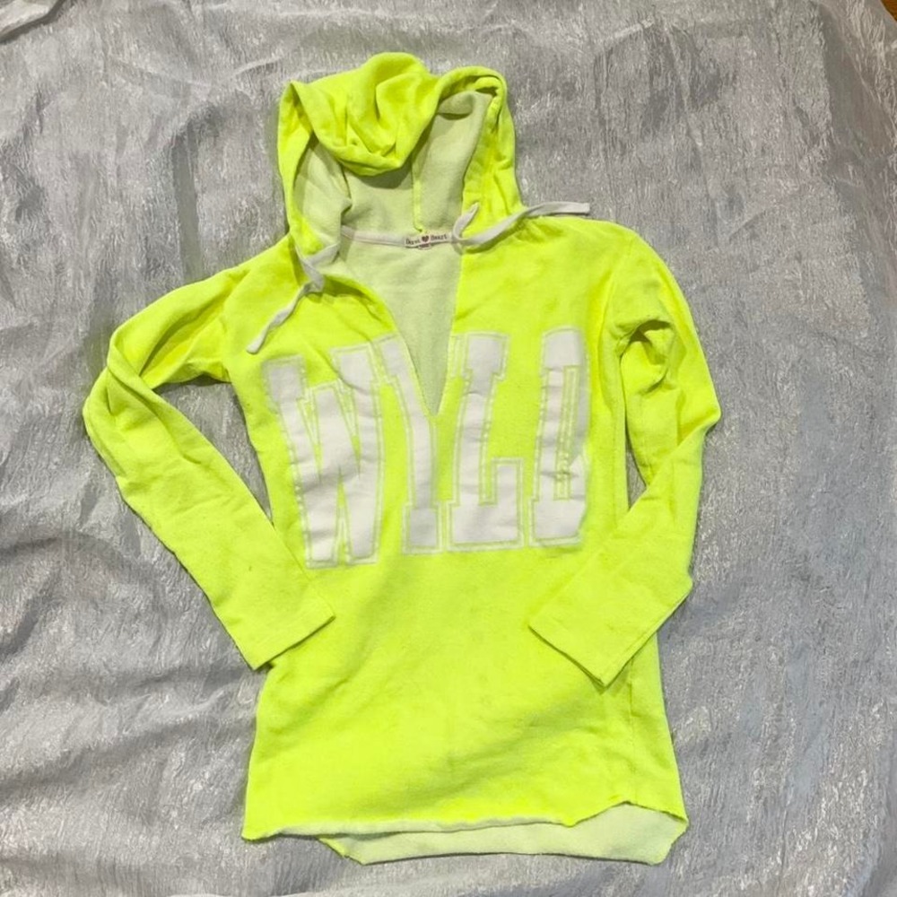 Neon Green "Wild"‎ Hoodie Size S Y2K Concert Lounge-wear Bright Color